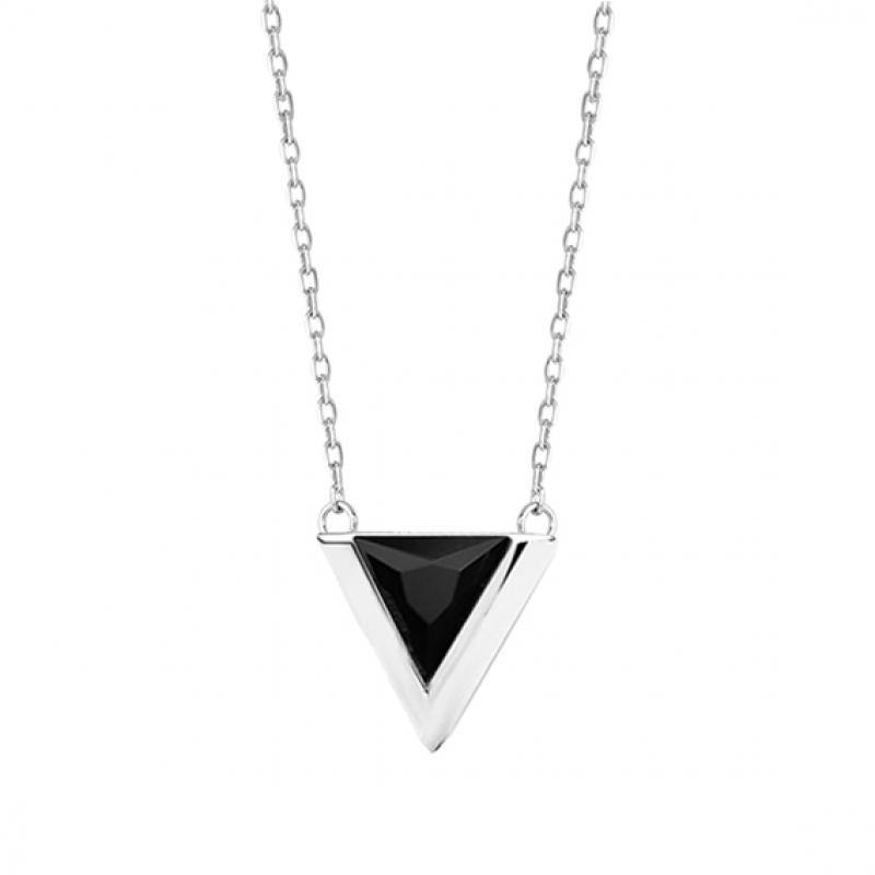 Colier argint triunghi cu piatra neagra DiAmanti Z1684N-DIA (Argint 925‰ 2,1 g.)